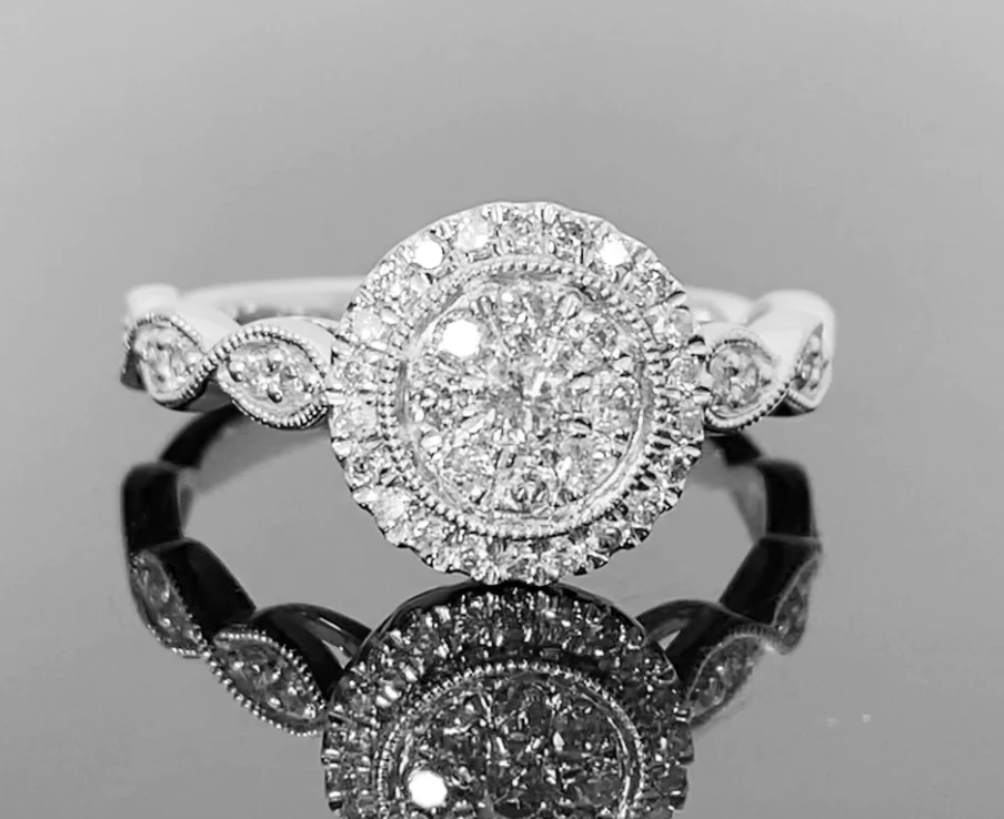 10K WHITE GOLD .50 CARAT WOMEN REAL DIAMOND ENGAGEMENT RING WEDDING RING BRIDAL