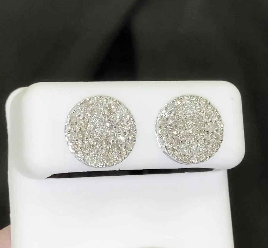 10K WHITE GOLD 1.50 CARAT 11 MM 100% GENUINE DIAMONDS MENS/WOMENS EARRING STUDS