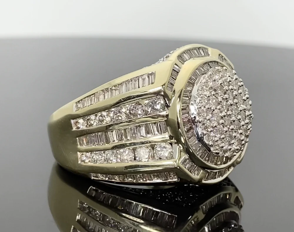 10K YELLOW GOLD 4.50 CARAT MENS REAL DIAMOND ENGAGEMENT WEDDING PINKY RING BAND