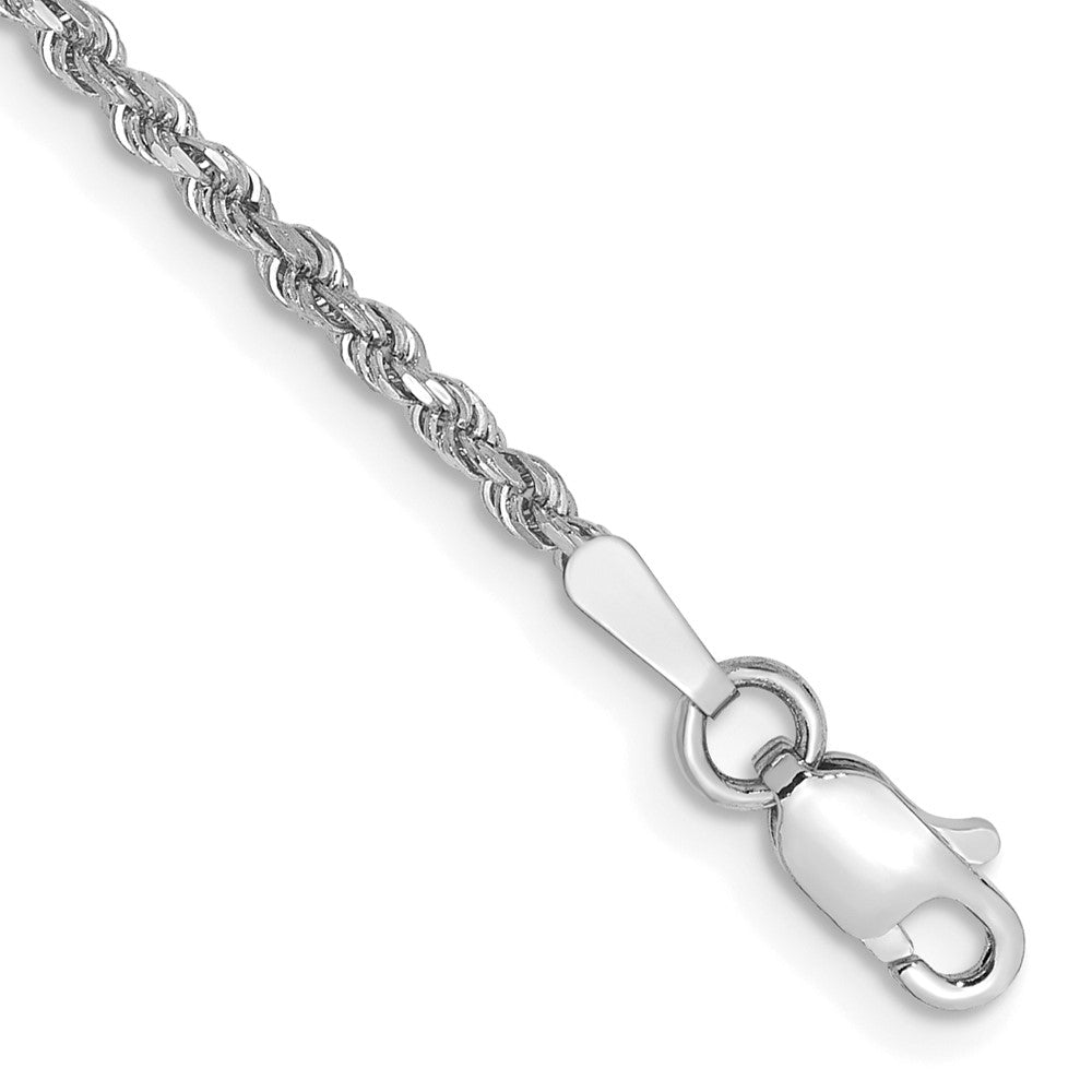 14k White Gold 1.75mm Diamond-cut Rope Anklet
