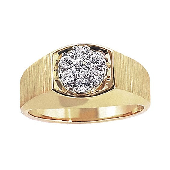 Men's Diamond Cluster Ring with Satin Finish Accent 1/2ct TDW