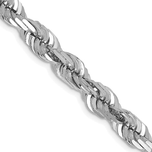 14k WG 6.5mm D/C Rope with Fancy Lobster Clasp Chain