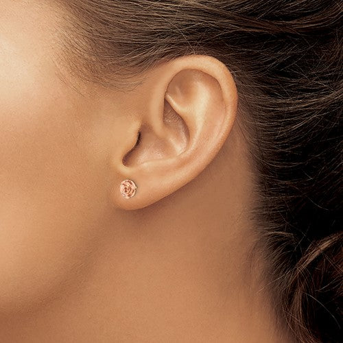 10k Two-tone Black Hills Gold Rose Post Earrings