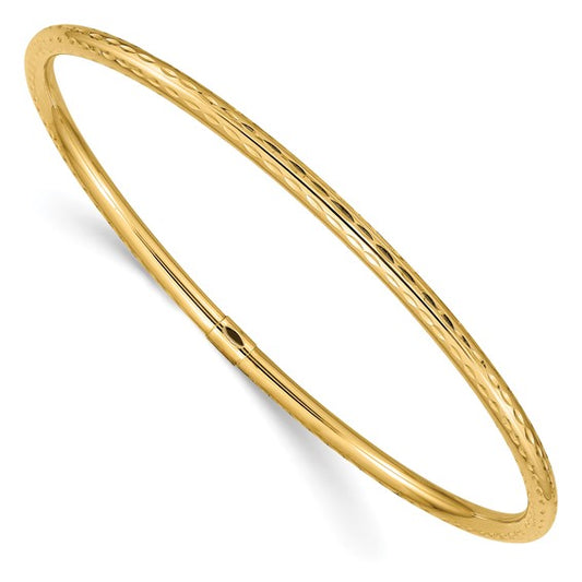 10k 3mm Diamond-cut Tube Slip-on Bangle