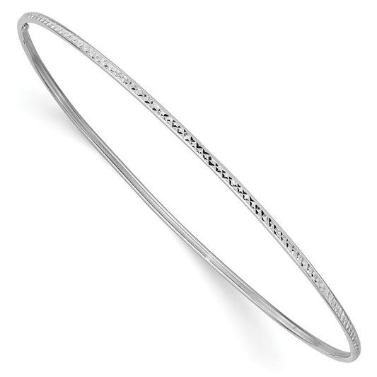 10k 1.5mm White Gold Diamond-Cut Slip-on Bangle Bracelet