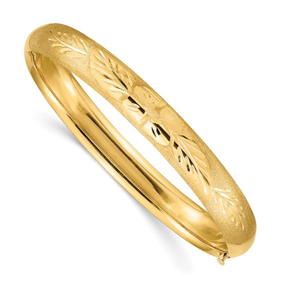 10k 5/16 Florentine Engraved Hinged Bangle Bracelet