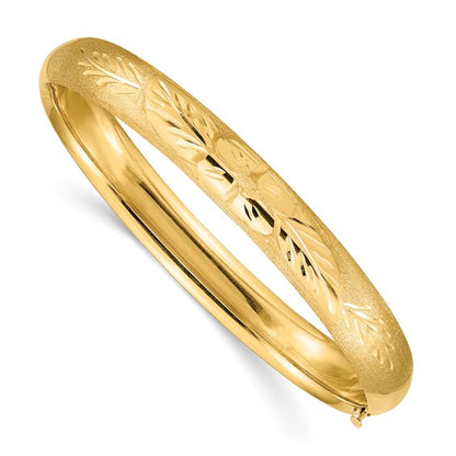 10k 5/16 Florentine Engraved Hinged Bangle Bracelet