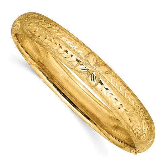 10k 7/16 Florentine Engraved Hinged Bangle Bracelet