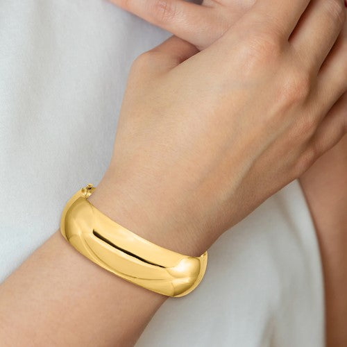 10k 13/16 High Polished Hinged Bangle Bracelet