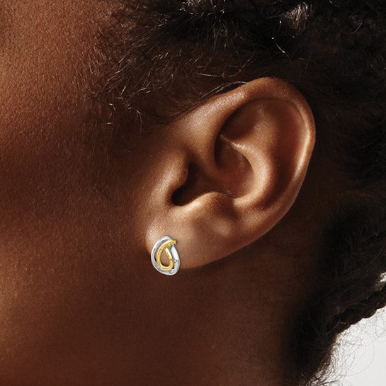 Leslie's 10K with White Rhodium Polished Post Earrings