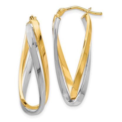 Leslie's 10K Two-tone Polished Twisted Hoop Earrings