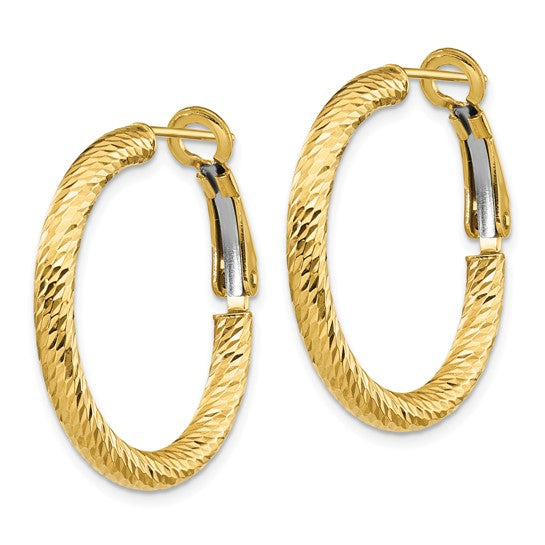 Leslie's 10K 3x20 D/C Round Omega Back Hoop Earrings