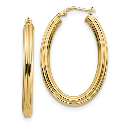 Leslie's 10K Polished Grooved Hoop Earrings