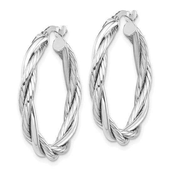 Leslie's 10K White Gold Polished Twisted Hoop Earrings