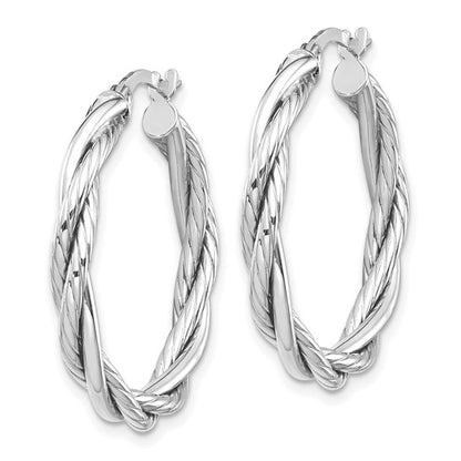 Leslie's 10K White Gold Polished Twisted Hoop Earrings