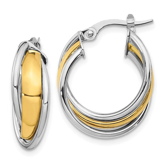 Leslie's 10K Two-tone Polished Hoop Earrings