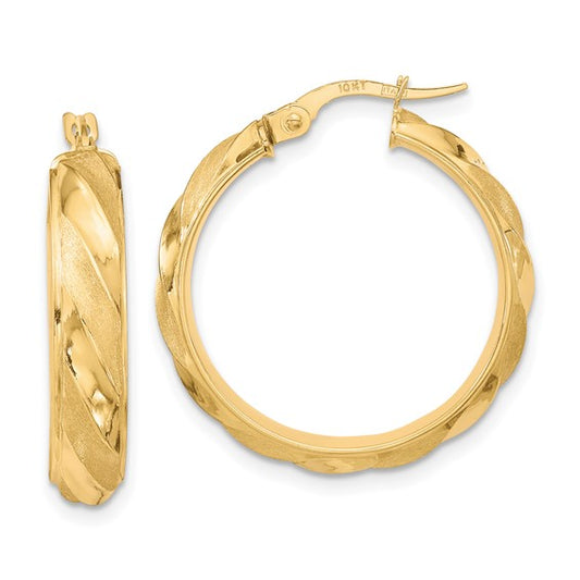 Leslie's 10K Polished Textured Twisted Hoop Earrings