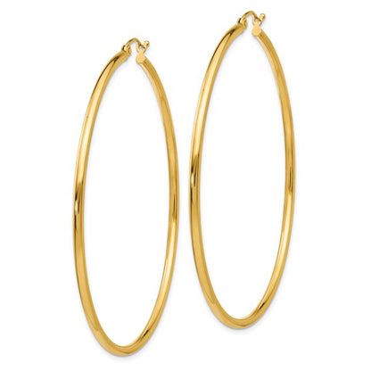 Leslie's 10k Polished 2x60mm Lightweight Tube Hoop Earrings