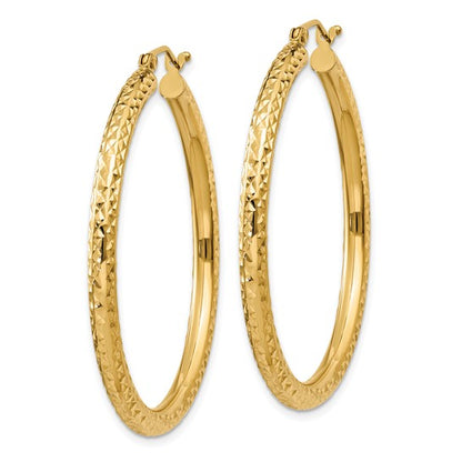 Leslie's 10k Diamond-cut 3mm Round Hoop Earrings