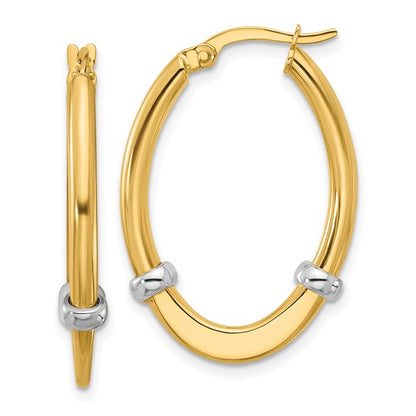 Leslie's 10K Two-tone Polished Oval Hoop Earrings