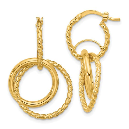 Leslie's 10K Polished and Twisted Dangle Circles Hoop Earrings