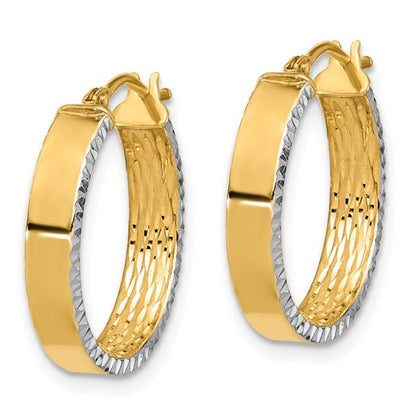 Leslie's 10K with White Rhodium Polished and Diamond-cut Hoop Earrings