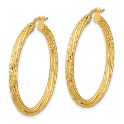 Leslie's 10k Polished and Textured Twisted Tube Hoop Earrings