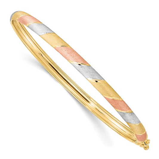 Leslie's 10k Rose Gold with Yellowith White Plated Brushed and Pol Hinged B