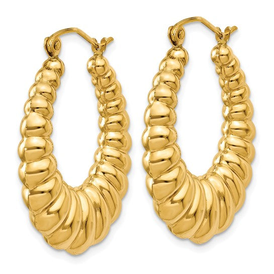 10k Polished Scalloped Hoop Earrings