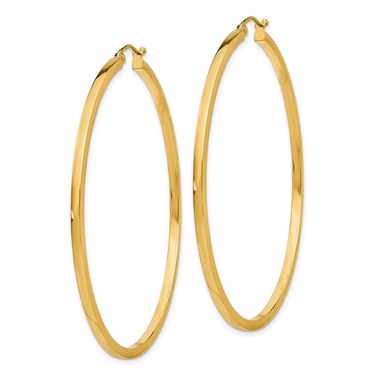 10k 2mm Square Tube Hoop Earrings