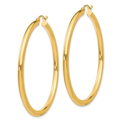 10k Polished 3mm Lightweight Tube Hoop Earrings