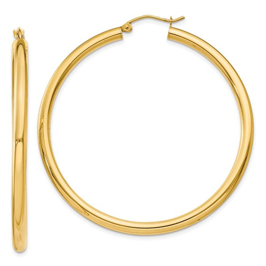 10k Polished 3mm Lightweight Tube Hoop Earrings