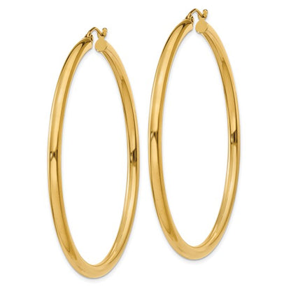 10k Polished 3mm Lightweight Tube Hoop Earrings