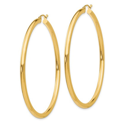 10k Polished 3mm Lightweight Tube Hoop Earrings