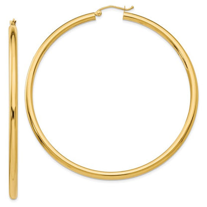 10k Polished 3mm Lightweight Tube Hoop Earrings