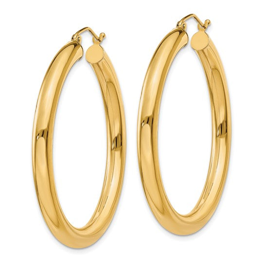 10k Polished 4mm Lightweight Tube Hoop Earrings