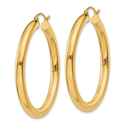 10k Polished 4mm Lightweight Tube Hoop Earrings