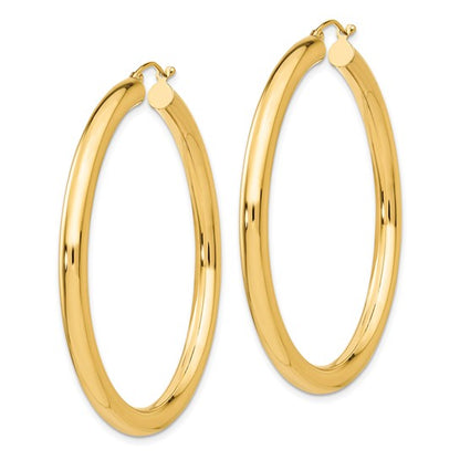 10k Polished 4mm Lightweight Tube Hoop Earrings