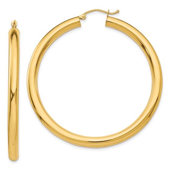 10k Polished 4mm Lightweight Tube Hoop Earrings