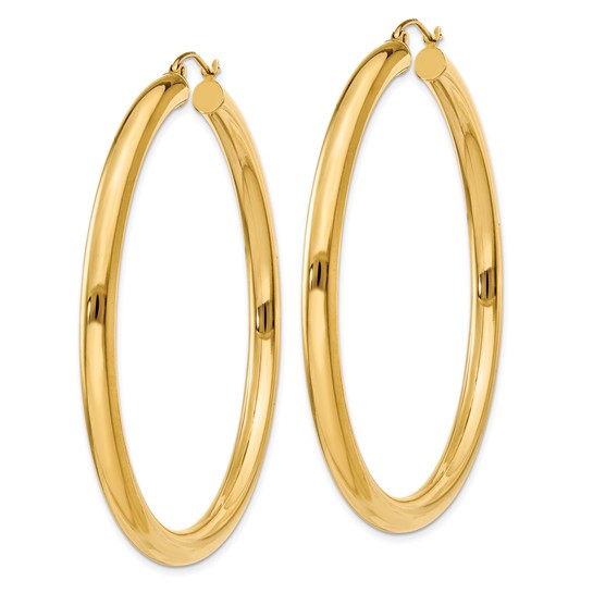 10k Polished 4mm Lightweight Tube Hoop Earrings