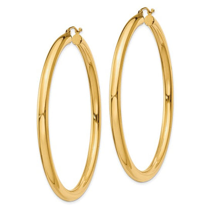 10k Polished 4mm Lightweight Tube Hoop Earrings