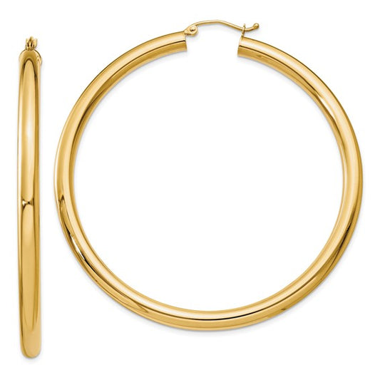 10k Polished 4mm Lightweight Tube Hoop Earrings