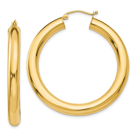 10k Polished 5mm Tube Hoop Earrings