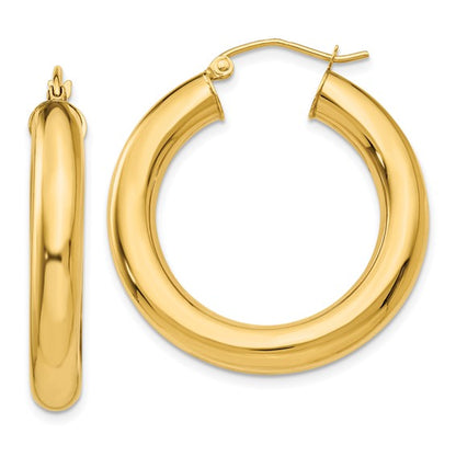 10k Polished 5mm Tube Hoop Earrings