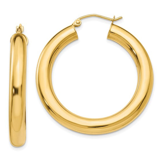 10k Polished 5mm Tube Hoop Earrings