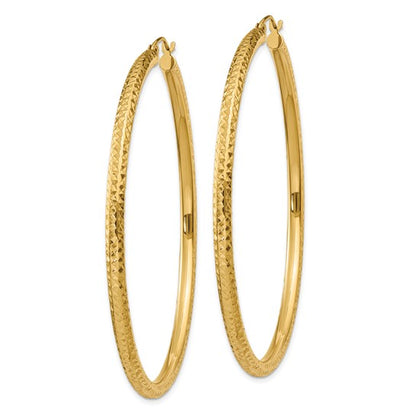 10k Diamond-cut 3mm Round Hoop Earrings