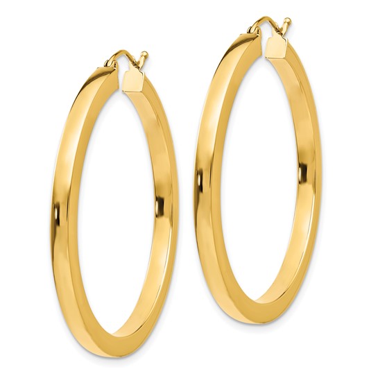 10k 3mm Polished Square Hoop Earrings