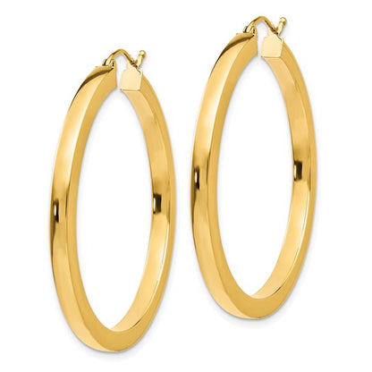 10k 3mm Polished Square Hoop Earrings