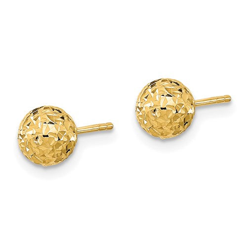 10k 6mm Diamond-Cut Ball Post Earrings