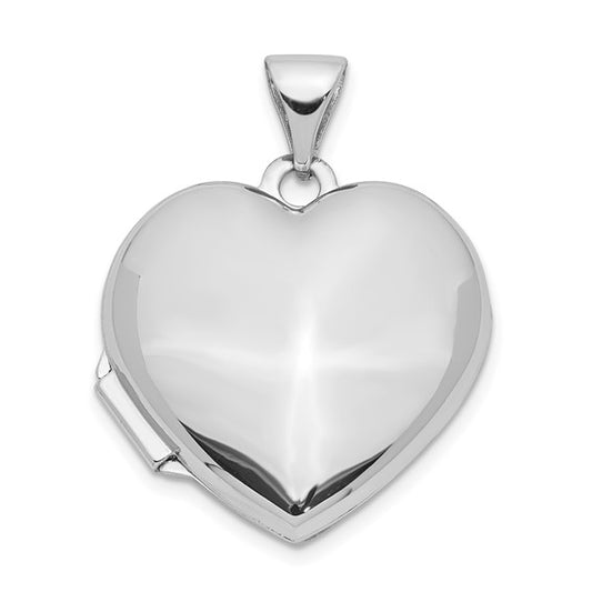 10k White Gold Domed Heart Locket